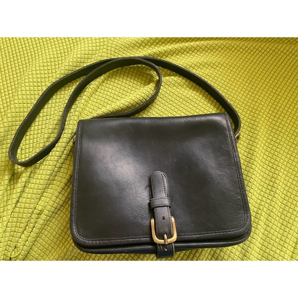 Coach Handbags - Vintage Black Coach Bag Small Messenger Style, 1970's, Adjustable Strap